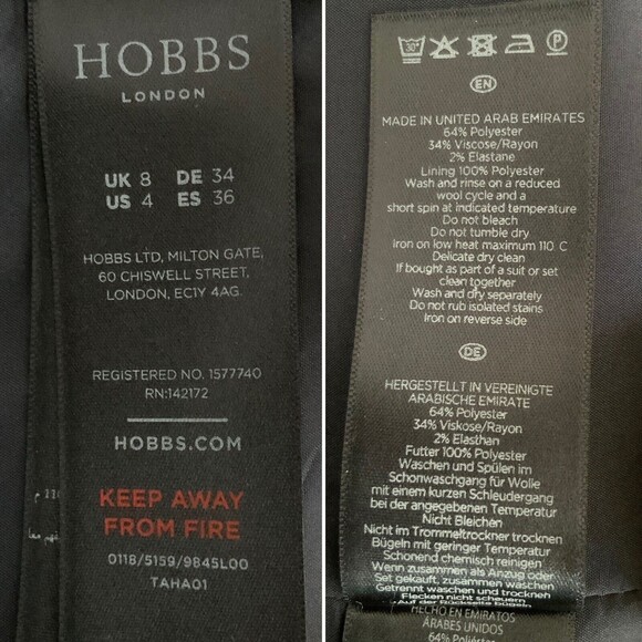 Hobbs Navy Sleeveless Textured Career Office Dress 4 - Picture 9 of 11